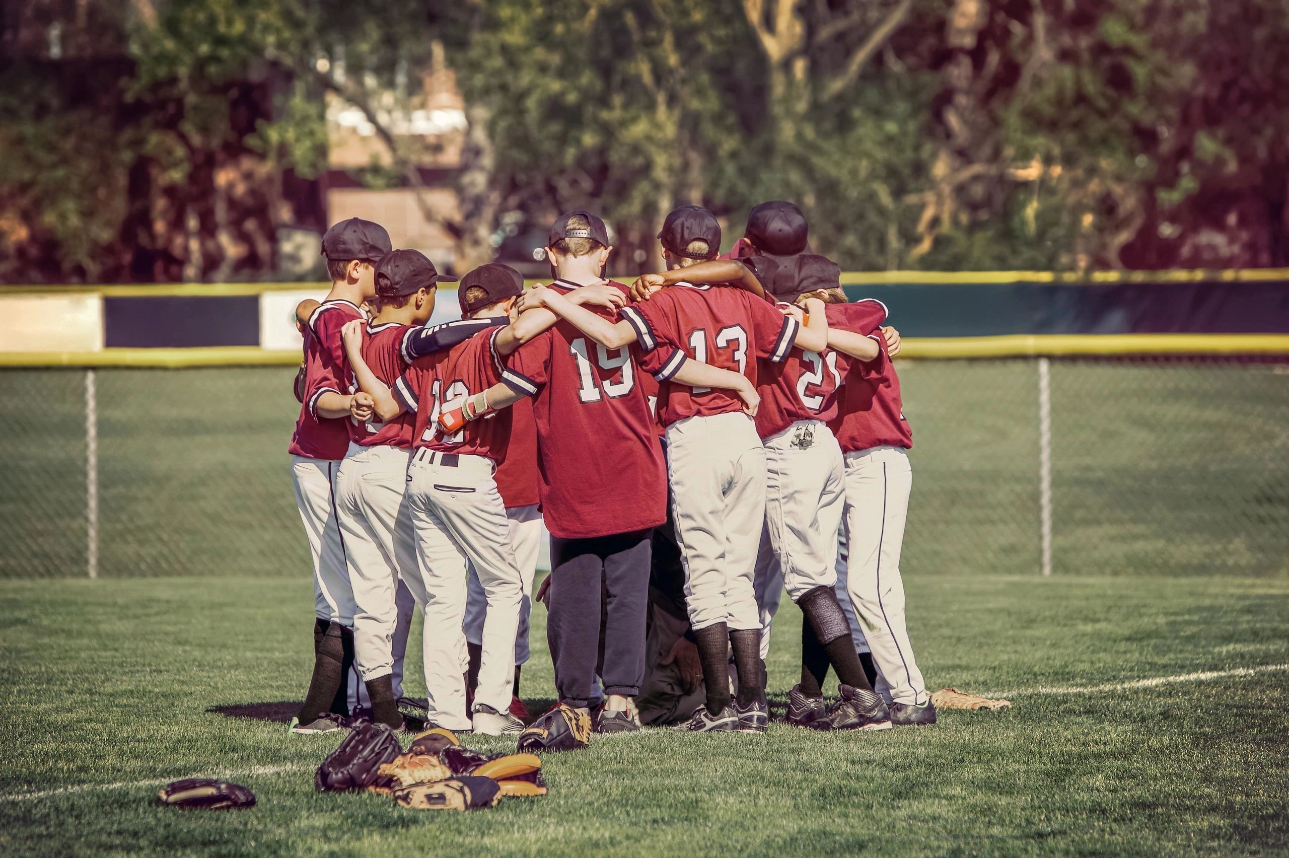 Baseball team huddle